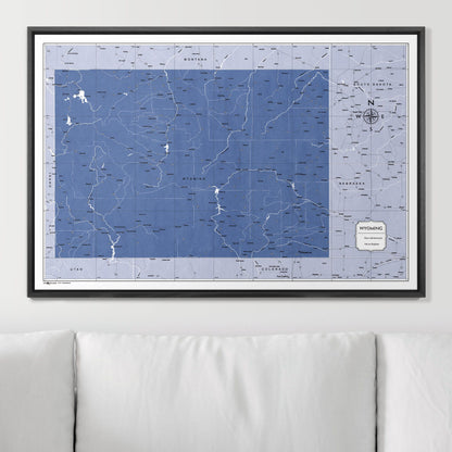 Push Pin Wyoming Map (Pin Board) - Navy Color Splash CM Pin Board