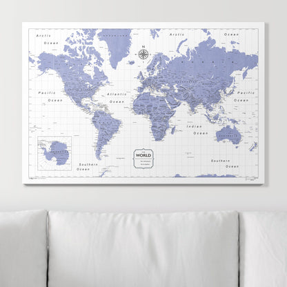 Push Pin World Map (Pin Board) - Purple Color Splash CM Pin Board