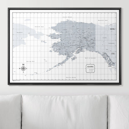 Push Pin Alaska Map (Pin Board) - Light Gray Color Splash CM Pin Board