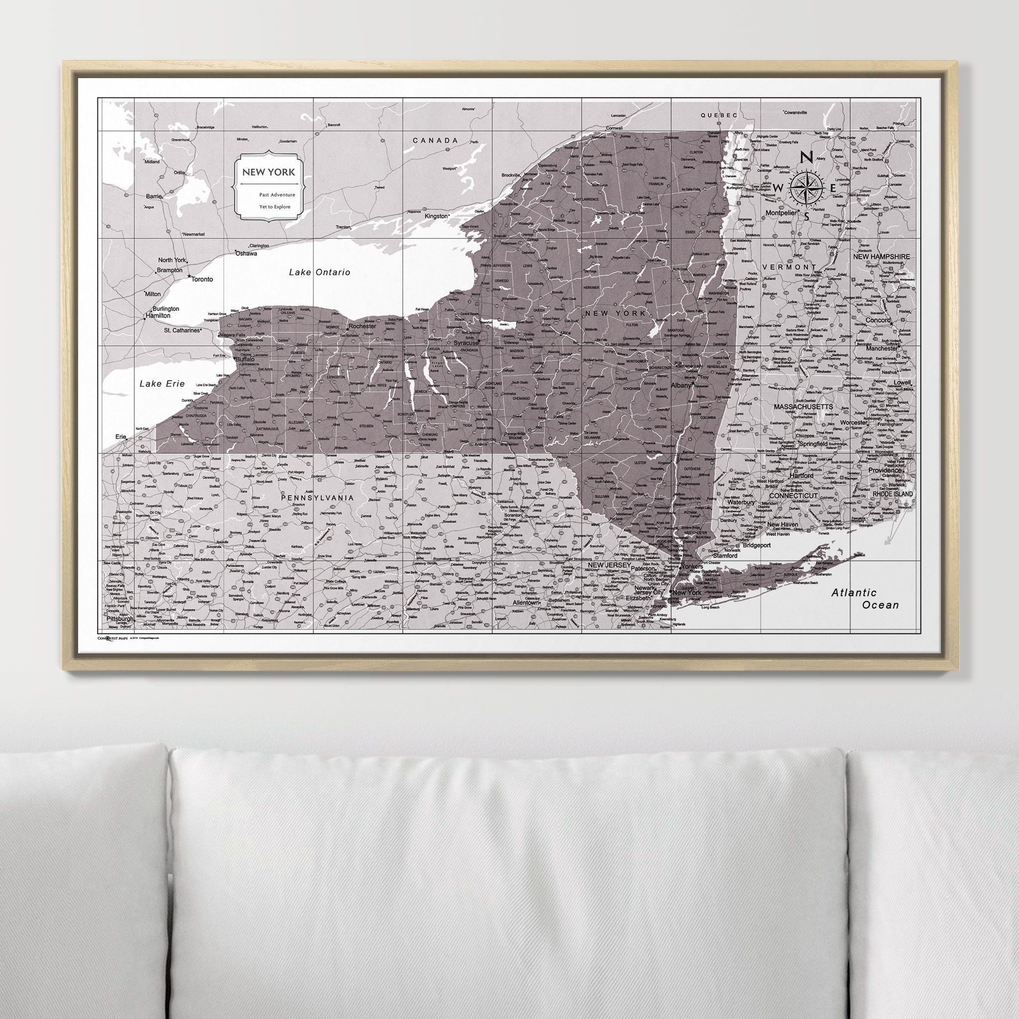 Push Pin New York Map (Pin Board) - Dark Brown Color Splash CM Pin Board