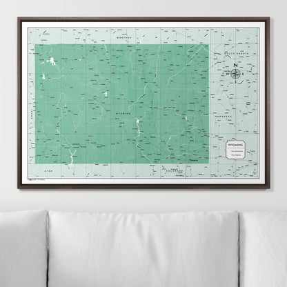 Push Pin Wyoming Map (Pin Board) - Green Color Splash CM Pin Board