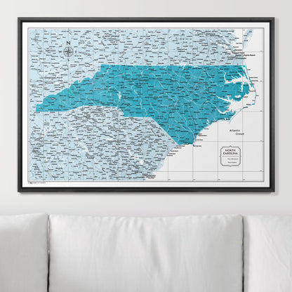 Push Pin North Carolina Map (Pin Board) - Teal Color Splash CM Pin Board