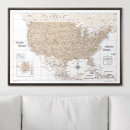 Push Pin USA Map (Pin Board) - Light Brown Color Splash CM Pin Board