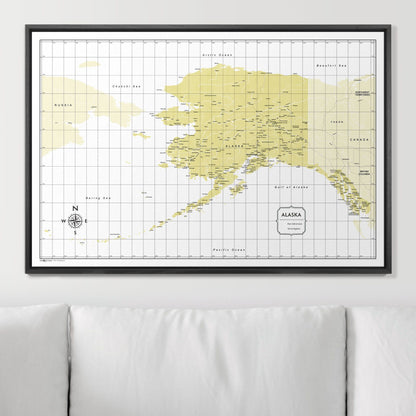 Push Pin Alaska Map (Pin Board) - Yellow Color Splash CM Pin Board