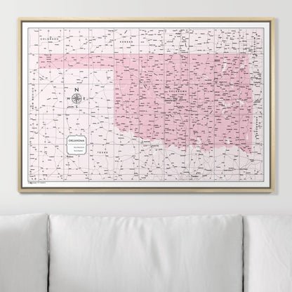 Push Pin Oklahoma Map (Pin Board) - Pink Color Splash CM Pin Board