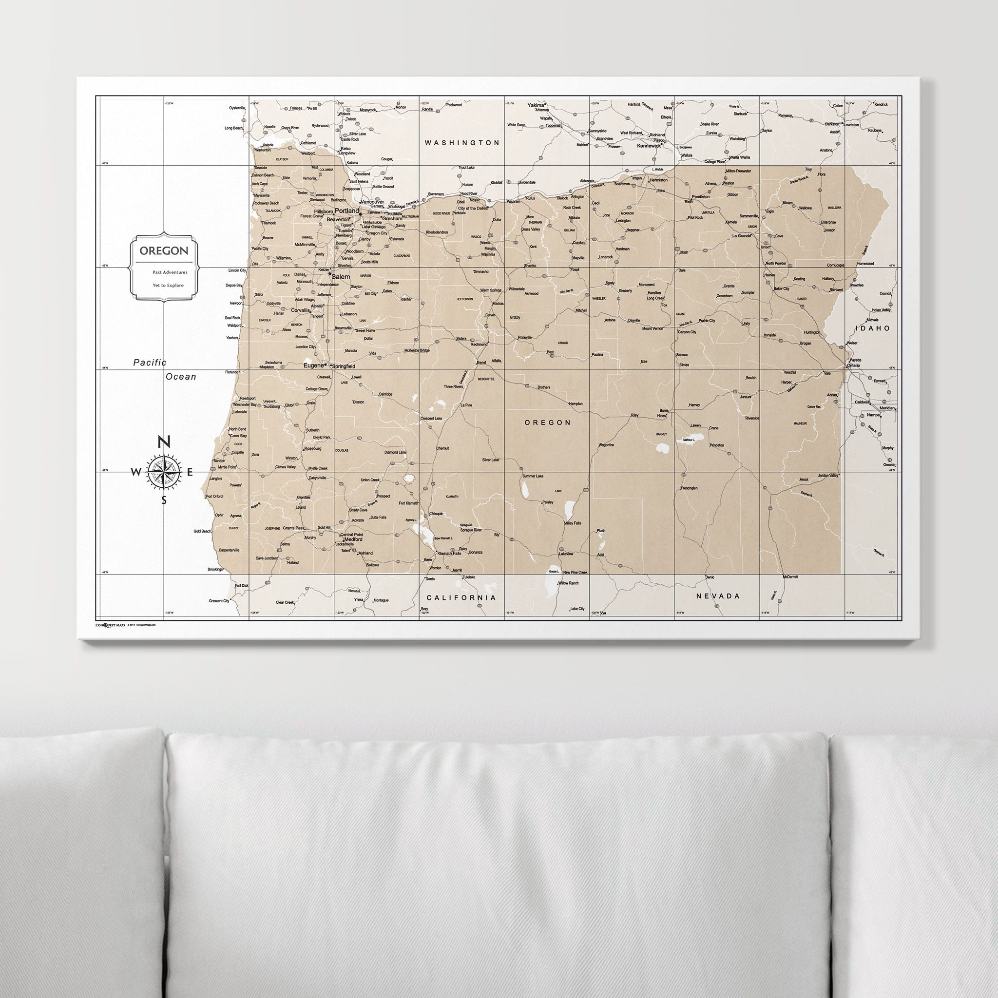 Push Pin Oregon Map (Pin Board) - Light Brown Color Splash CM Pin Board