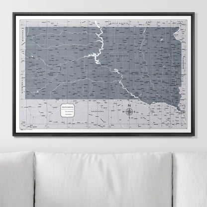 Push Pin South Dakota Map (Pin Board) - Dark Gray Color Splash CM Pin Board