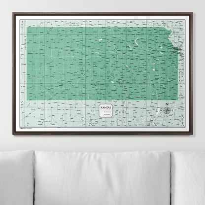 Push Pin Kansas Map (Pin Board) - Green Color Splash CM Pin Board