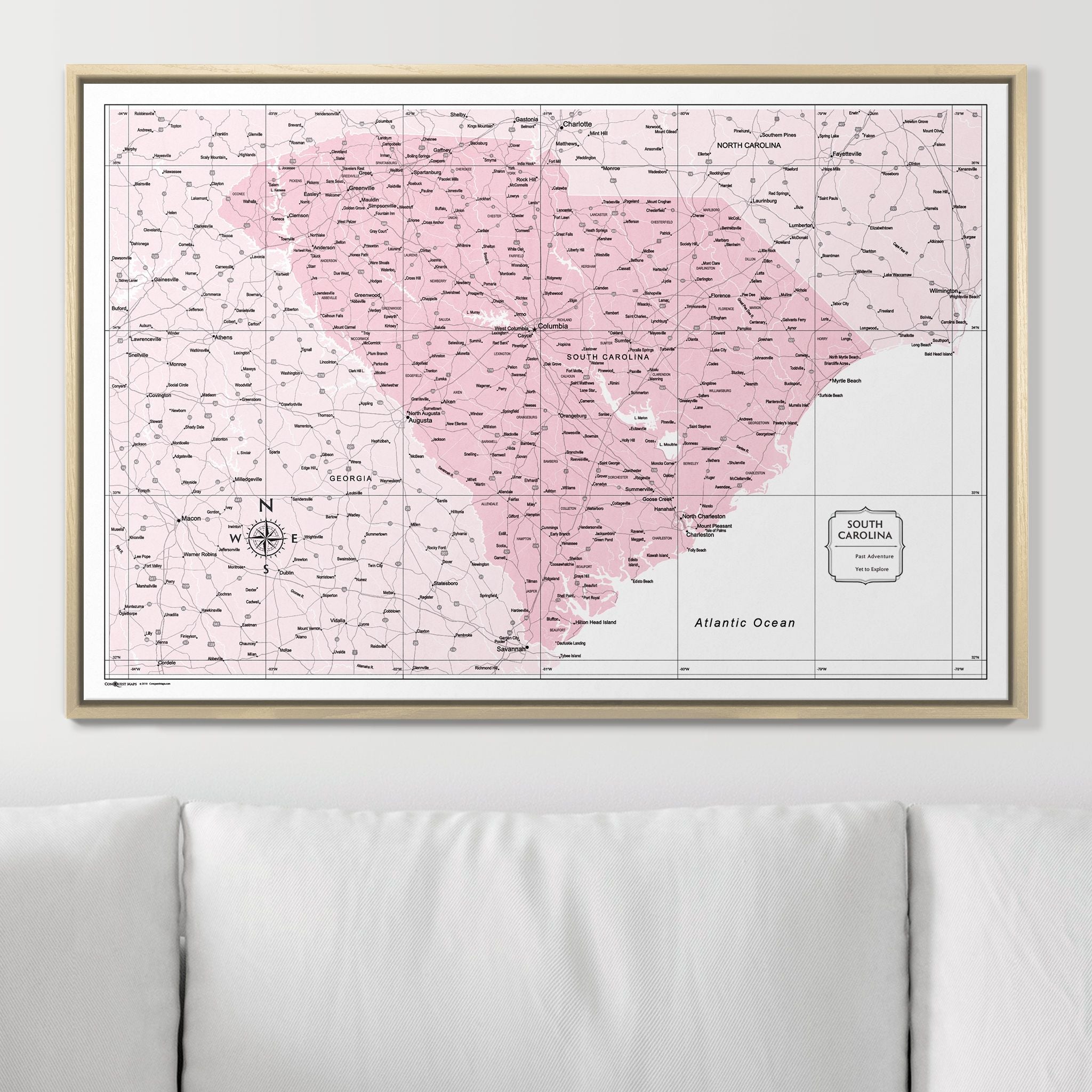 Push Pin South Carolina Map (Pin Board) - Pink Color Splash CM Pin Board