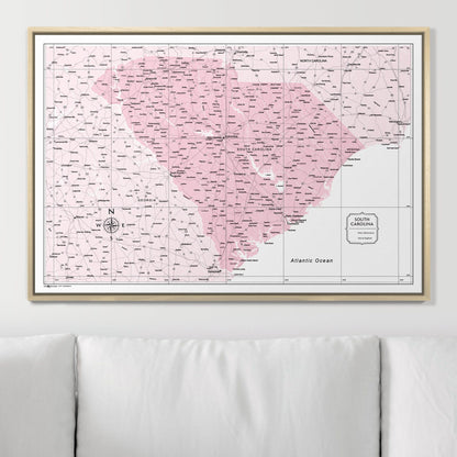 Push Pin South Carolina Map (Pin Board) - Pink Color Splash CM Pin Board