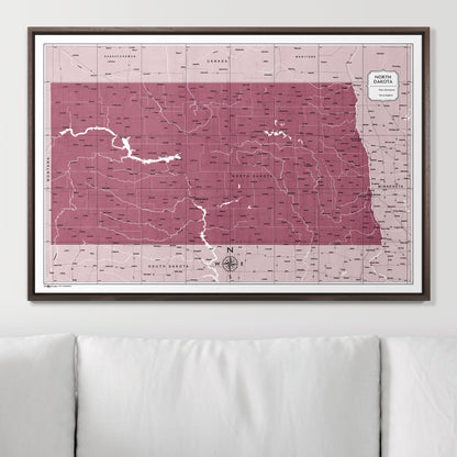 Push Pin North Dakota Map (Pin Board) - Burgundy Color Splash CM Pin Board