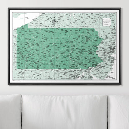 Push Pin Pennsylvania Map (Pin Board) - Green Color Splash CM Pin Board