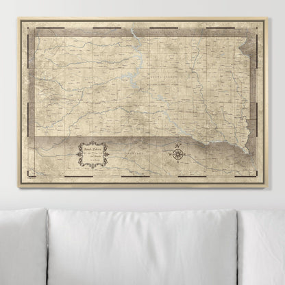 Push Pin South Dakota Map (Pin Board) - Rustic Vintage CM Pin Board