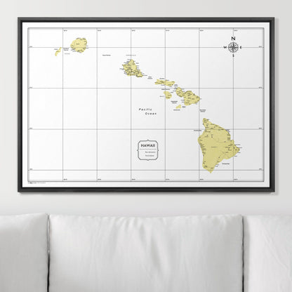 Push Pin Hawaii Map (Pin Board) - Yellow Color Splash CM Pin Board