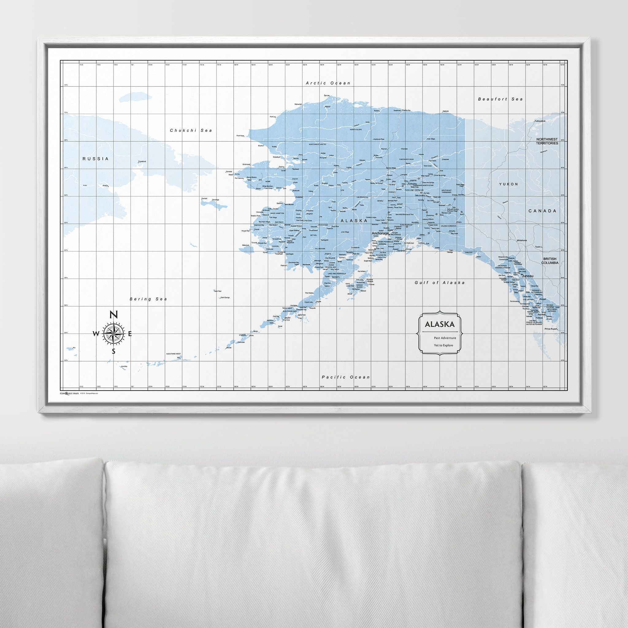 Push Pin Alaska Map (Pin Board) - Light Blue Color Splash CM Pin Board