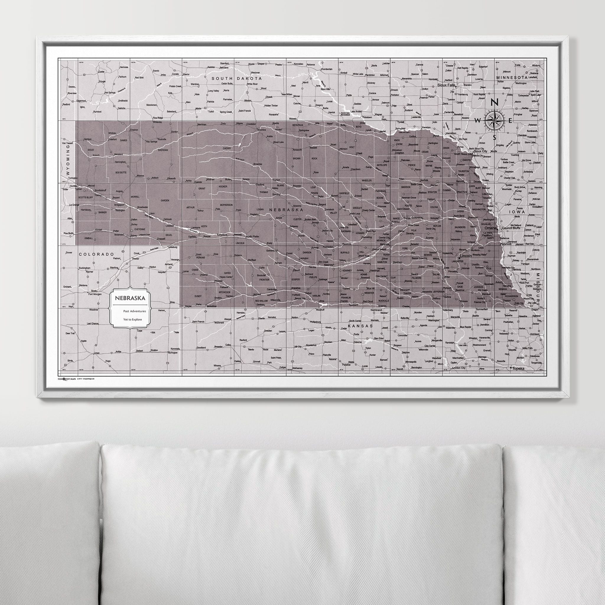 Push Pin Nebraska Map (Pin Board) - Dark Brown Color Splash CM Pin Board