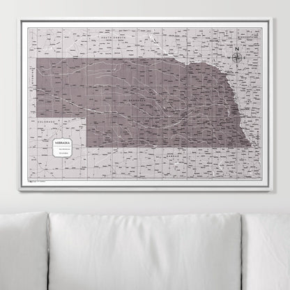 Push Pin Nebraska Map (Pin Board) - Dark Brown Color Splash CM Pin Board