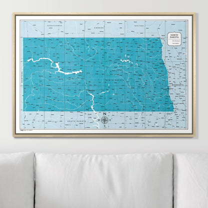 Push Pin North Dakota Map (Pin Board) - Teal Color Splash CM Pin Board