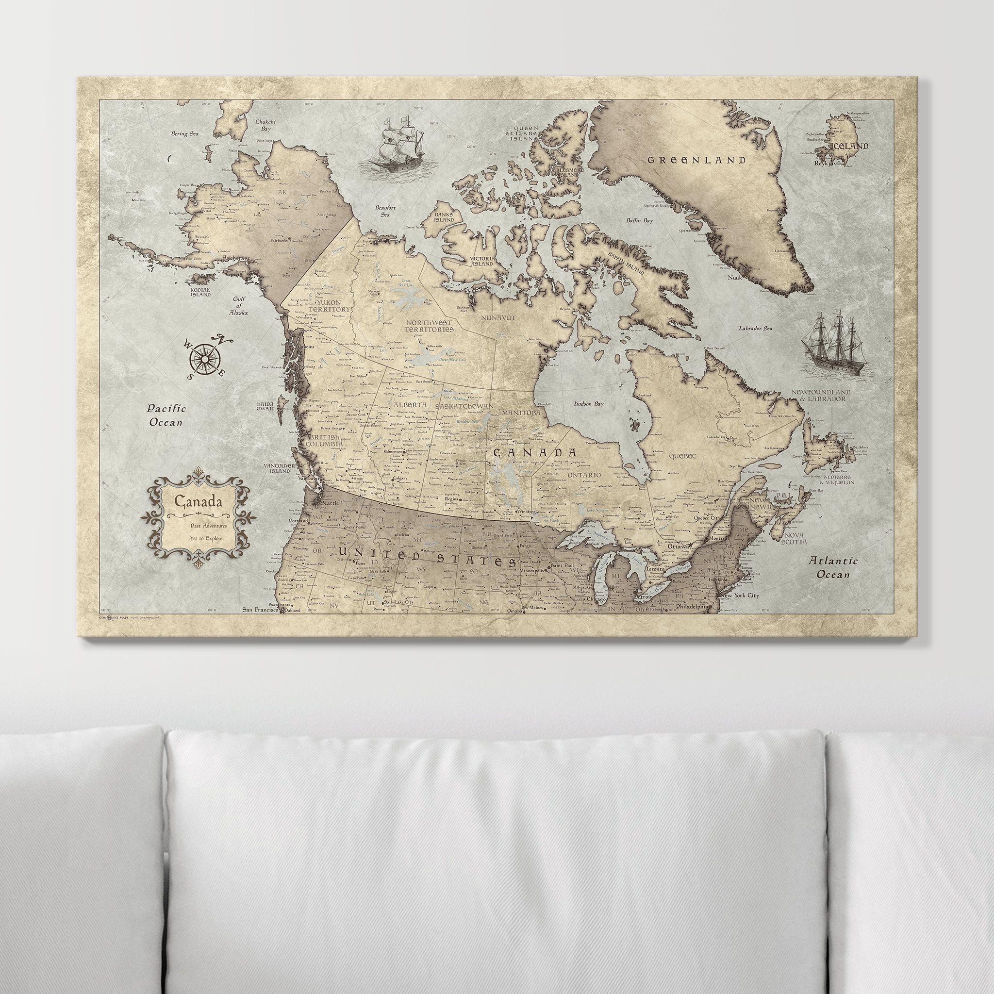 Push Pin Canada Map (Pin Board) - Rustic Vintage CM Pin Board