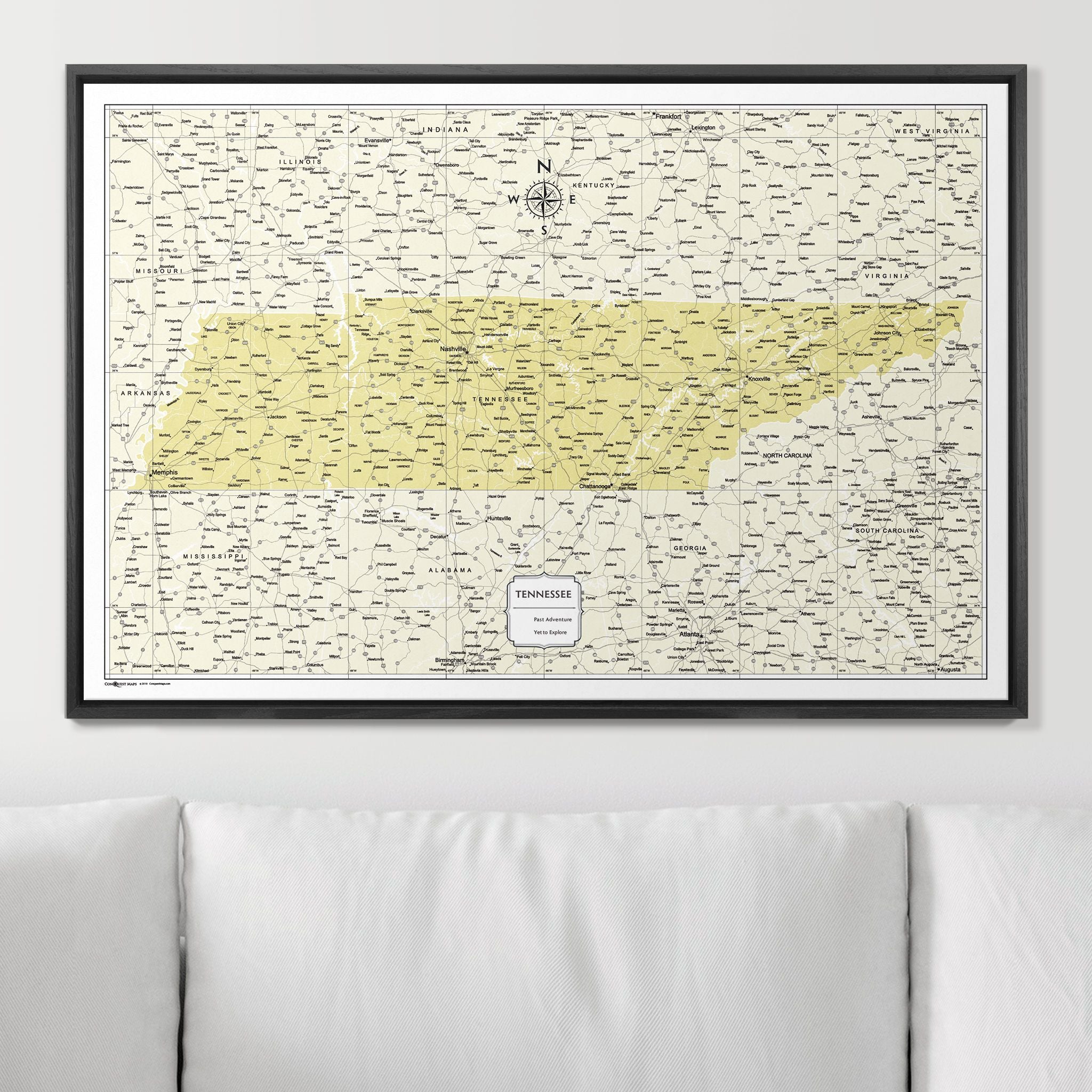 Push Pin Tennessee Map (Pin Board) - Yellow Color Splash CM Pin Board