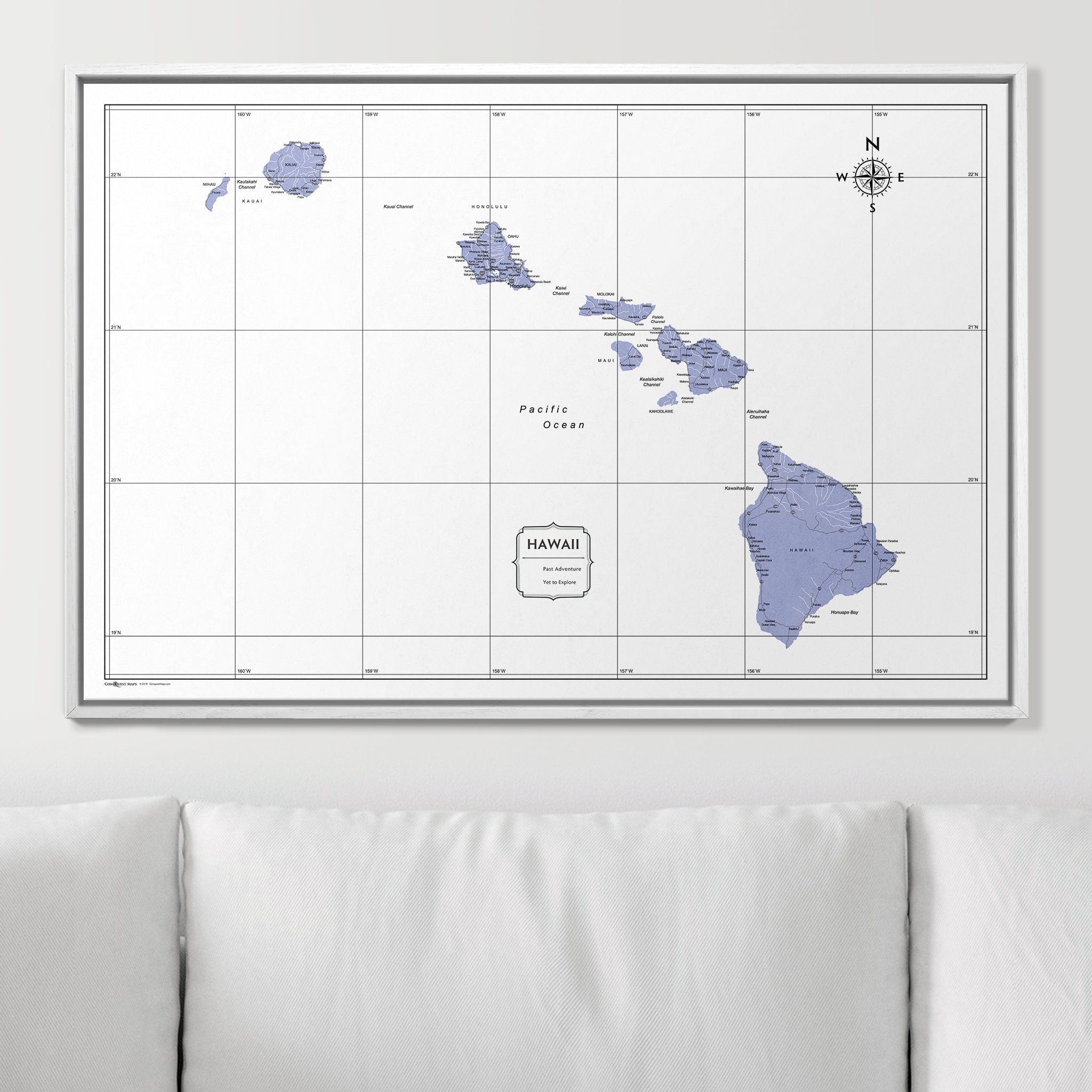 Push Pin Hawaii Map (Pin Board) - Purple Color Splash CM Pin Board