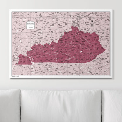 Push Pin Kentucky Map (Pin Board) - Burgundy Color Splash CM Pin Board