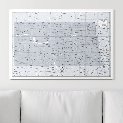 Push Pin North Dakota Map (Pin Board) - Light Gray Color Splash CM Pin Board