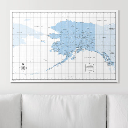 Push Pin Alaska Map (Pin Board) - Light Blue Color Splash CM Pin Board