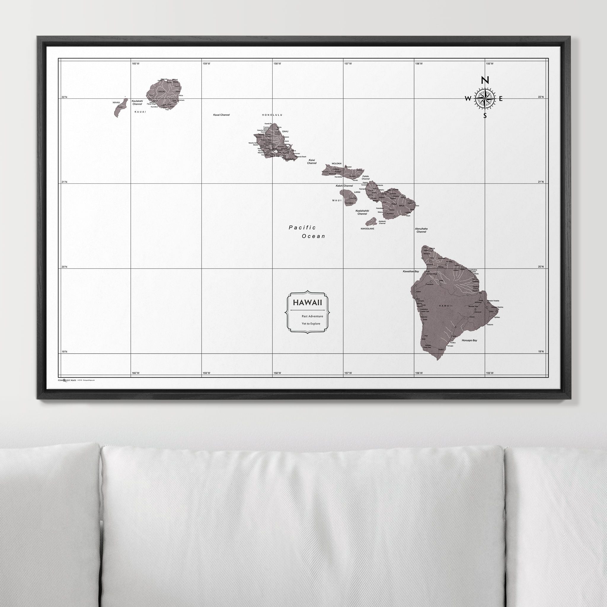 Push Pin Hawaii Map (Pin Board) - Dark Brown Color Splash CM Pin Board