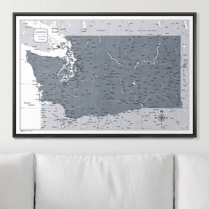 Push Pin Washington Map (Pin Board) - Dark Gray Color Splash CM Pin Board