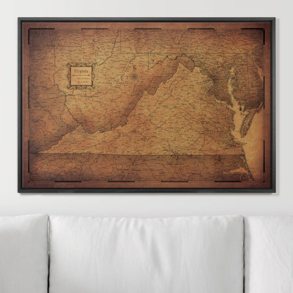 Push Pin Virginia Map (Pin Board) - Golden Aged CM Pin Board