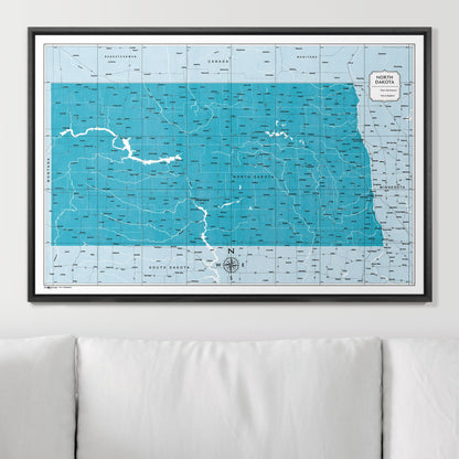 Push Pin North Dakota Map (Pin Board) - Teal Color Splash CM Pin Board