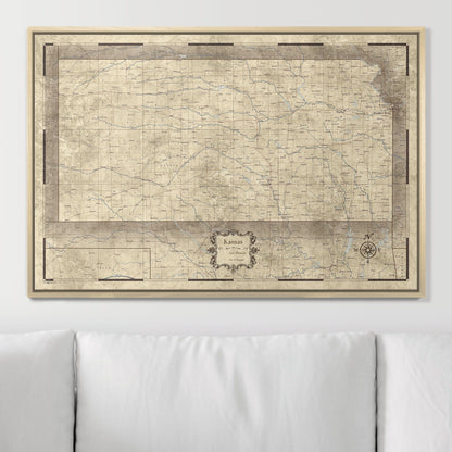 Push Pin Kansas Map (Pin Board) - Rustic Vintage CM Pin Board