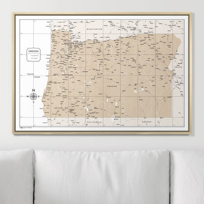 Push Pin Oregon Map (Pin Board) - Light Brown Color Splash CM Pin Board