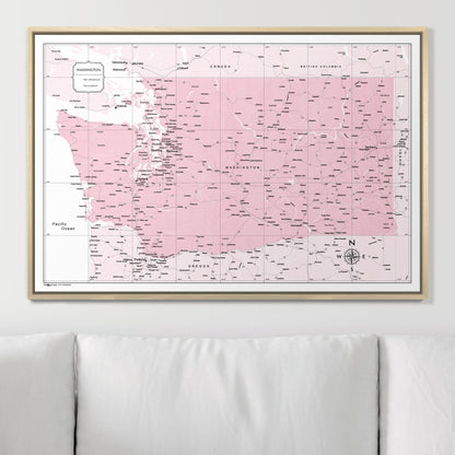 Push Pin Washington Map (Pin Board) - Pink Color Splash CM Pin Board