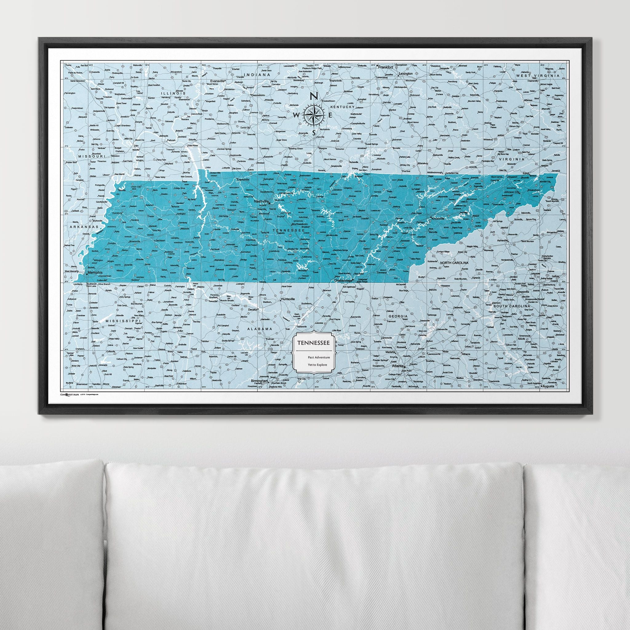 Push Pin Tennessee Map (Pin Board) - Teal Color Splash CM Pin Board