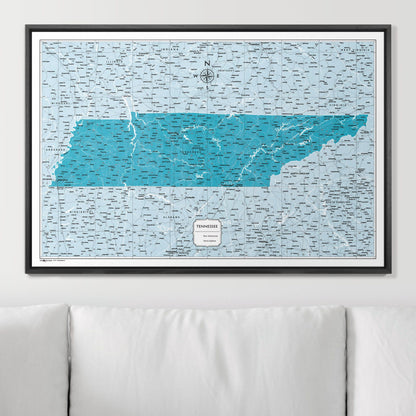 Push Pin Tennessee Map (Pin Board) - Teal Color Splash CM Pin Board