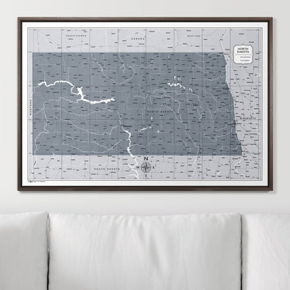 Push Pin North Dakota Map (Pin Board) - Dark Gray Color Splash CM Pin Board