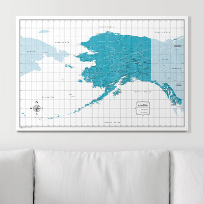 Push Pin Alaska Map (Pin Board) - Teal Color Splash CM Pin Board