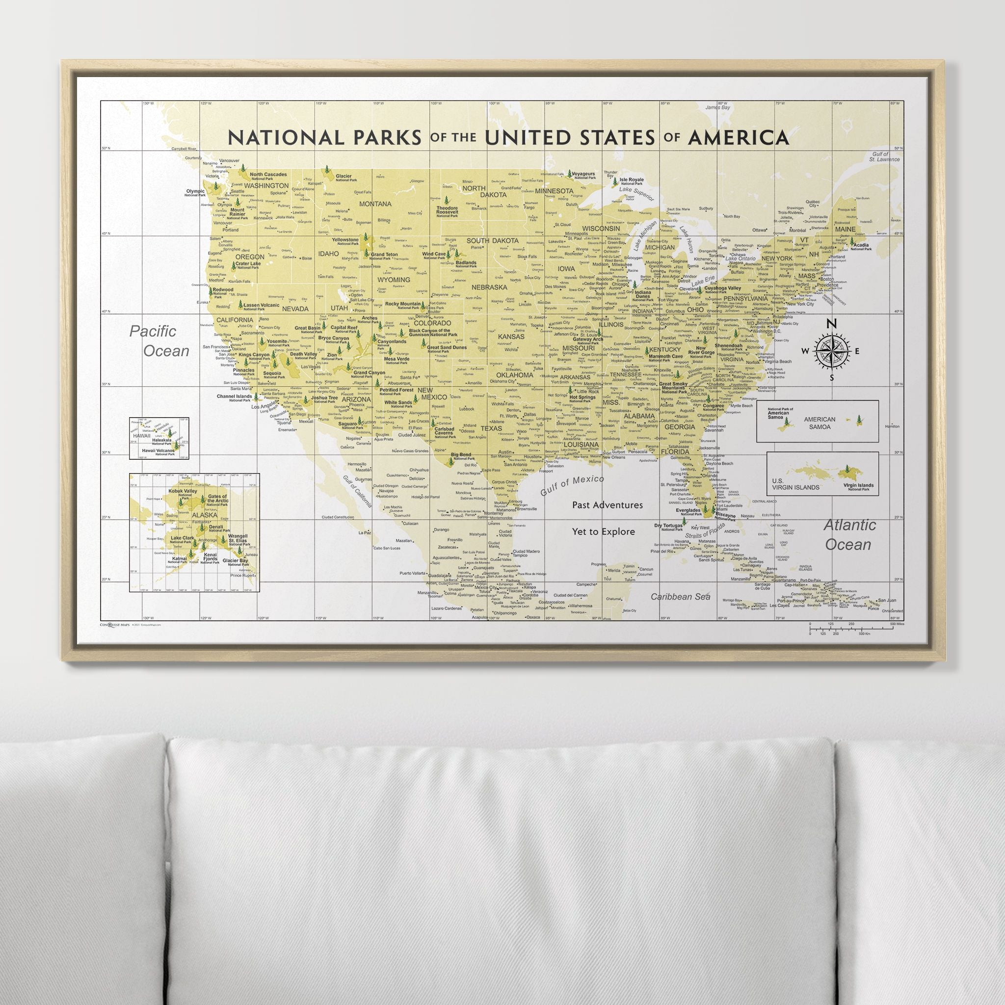 Push Pin National Parks Map (Pin Board) - Yellow Color Splash CM Pin Board