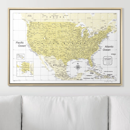 Push Pin USA Map (Pin Board) - Yellow Color Splash CM Pin Board