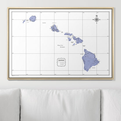 Push Pin Hawaii Map (Pin Board) - Purple Color Splash CM Pin Board