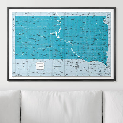 Push Pin South Dakota Map (Pin Board) - Teal Color Splash CM Pin Board