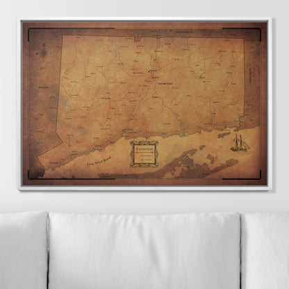 Push Pin Connecticut Map (Pin Board) - Golden Aged CM Pin Board