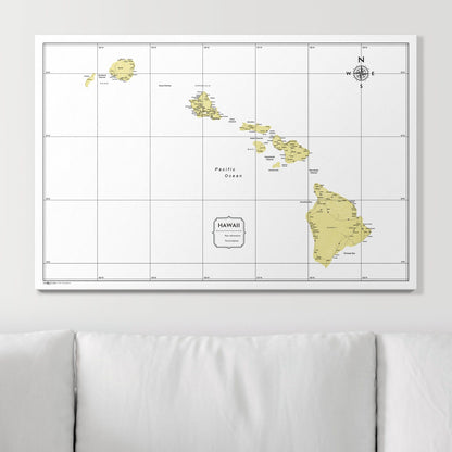 Push Pin Hawaii Map (Pin Board) - Yellow Color Splash CM Pin Board