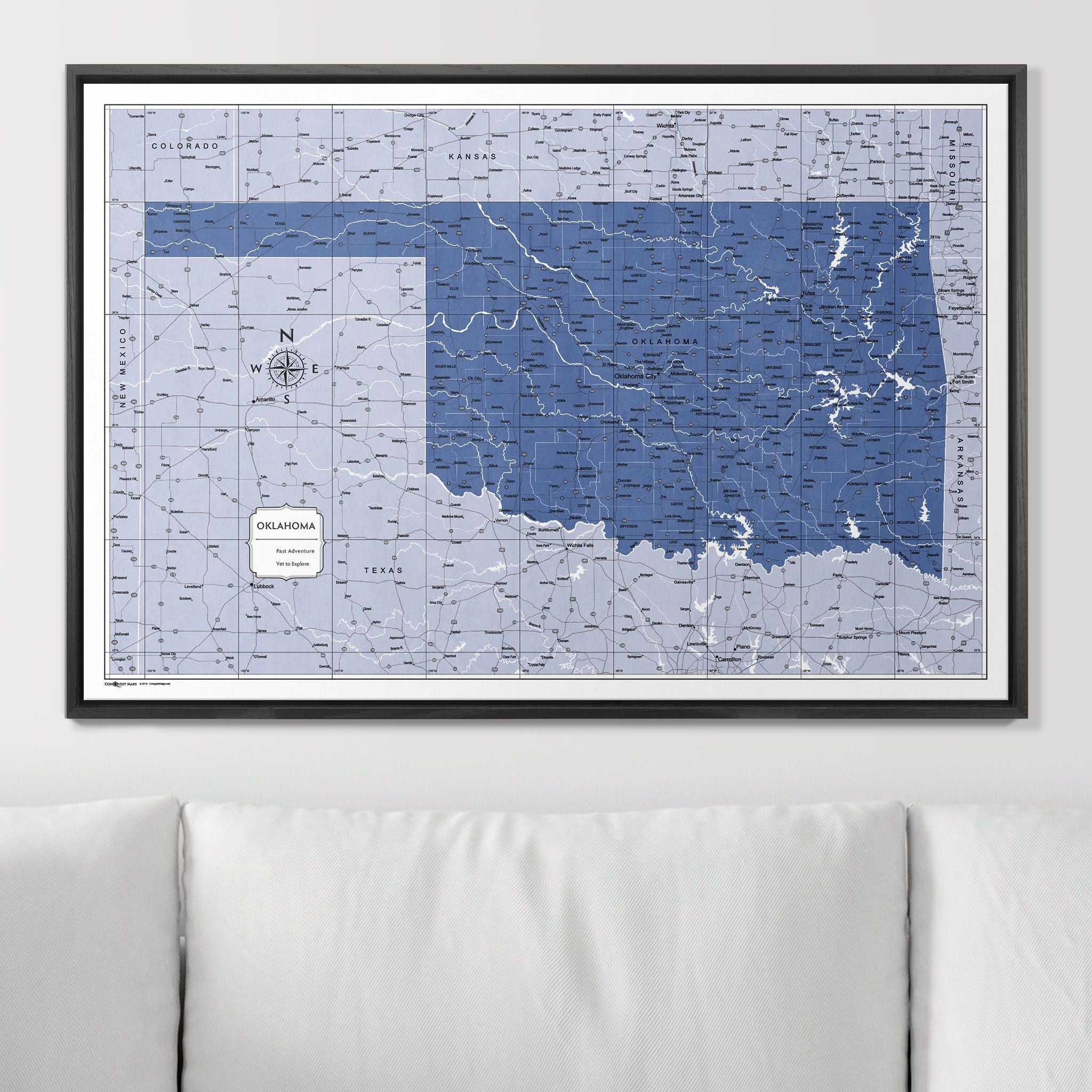 Push Pin Oklahoma Map (Pin Board) - Navy Color Splash CM Pin Board