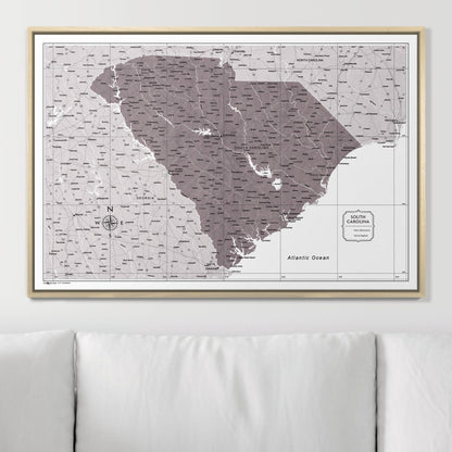 Push Pin South Carolina Map (Pin Board) - Dark Brown Color Splash CM Pin Board