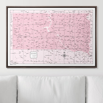 Push Pin South Dakota Map (Pin Board) - Pink Color Splash CM Pin Board