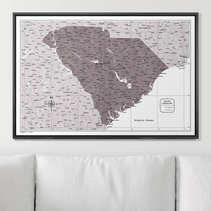 Push Pin South Carolina Map (Pin Board) - Dark Brown Color Splash CM Pin Board