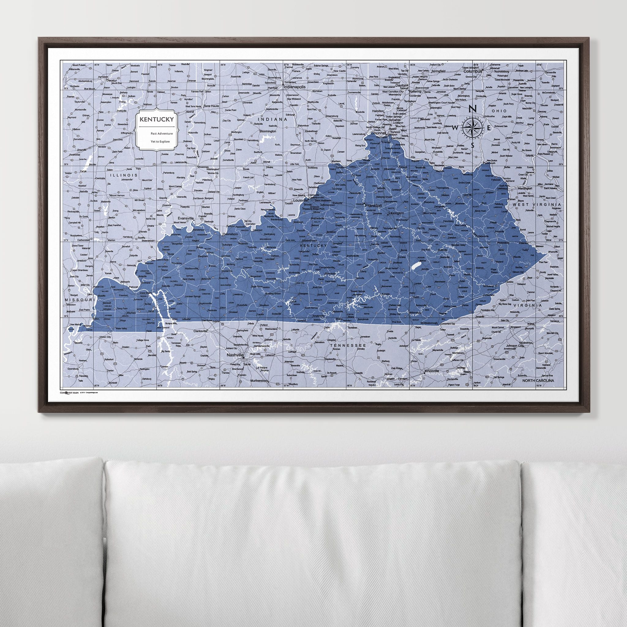 Push Pin Kentucky Map (Pin Board) - Navy Color Splash CM Pin Board